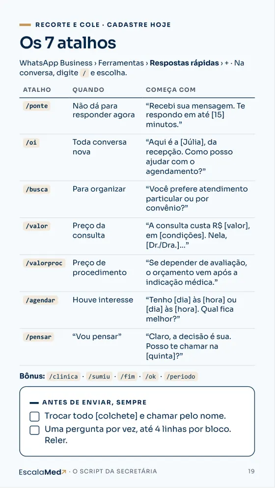 Página 19: os 7 atalhos do WhatsApp Business